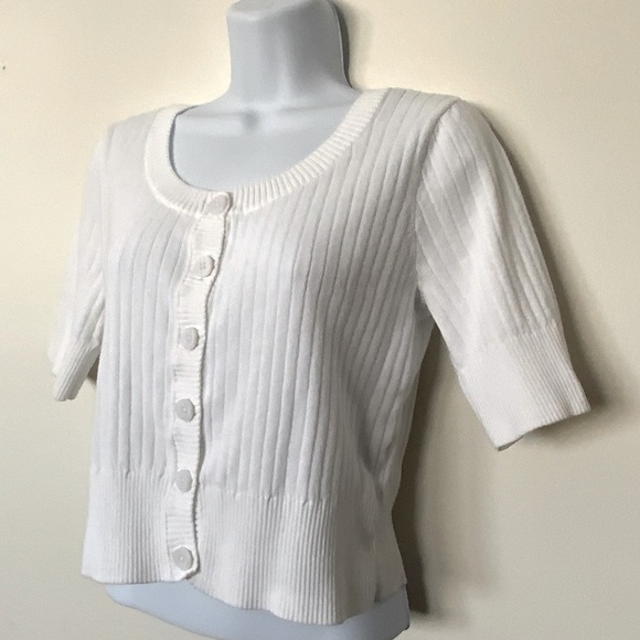 Jeanne Pierre Short Sleeve Cotton Sweater M - Picture 2 of 6